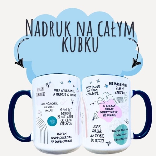 Mój korpo kubek widok na napisy z boku