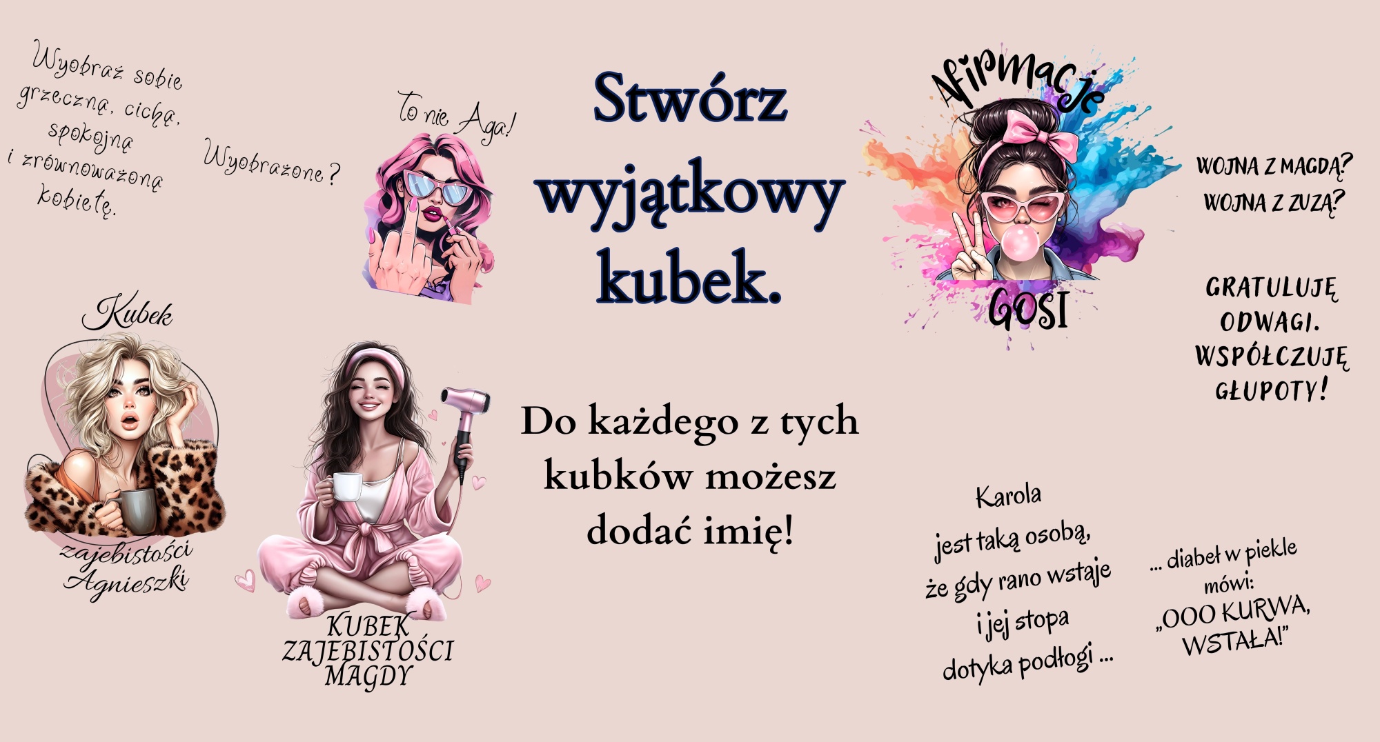 Kolekcja kubków  ceramicznych Dodaj swoje imię!