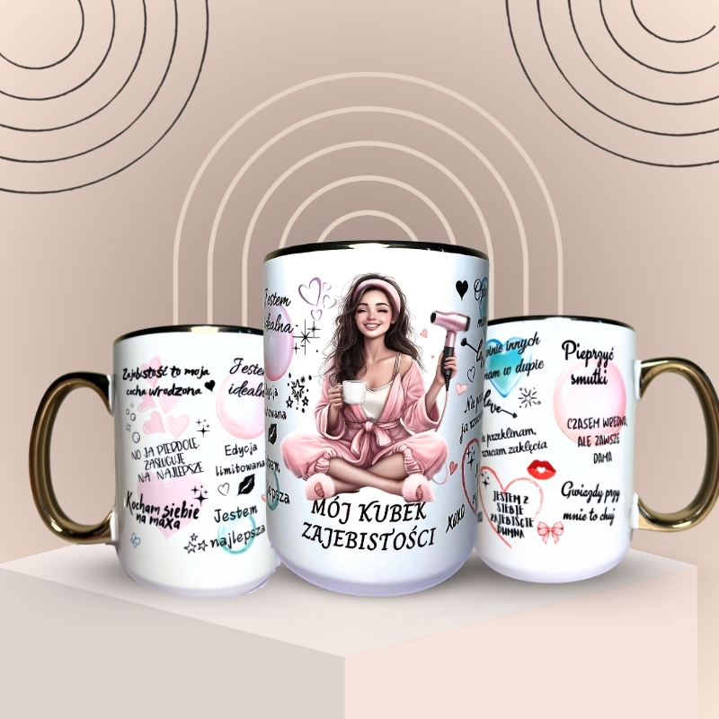 Kubek ceramiczny Mój kubek zajebistości brunetka